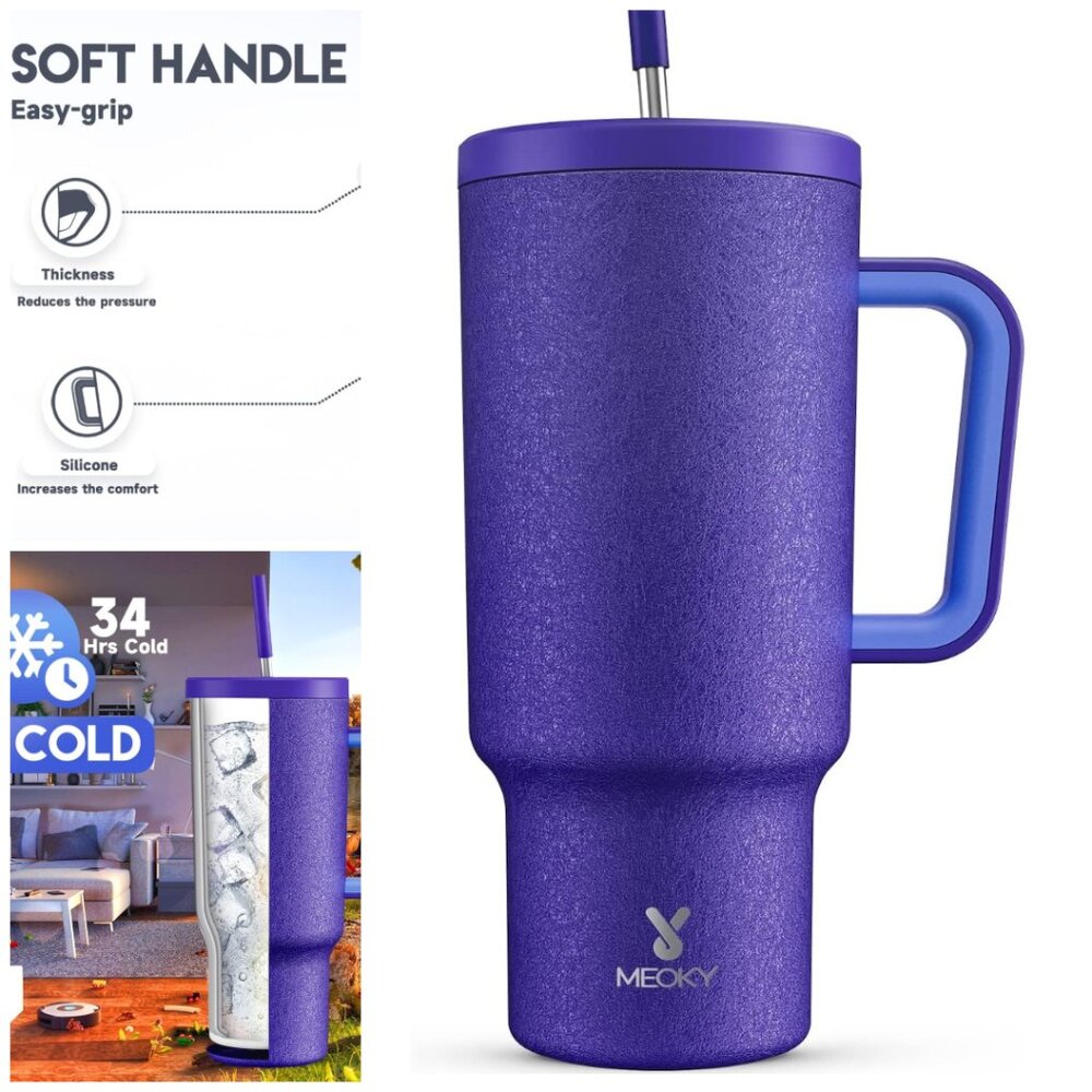 40oz Tumbler with Handle Leak-proof Lid and Straw Insulated Coffee Mug New
